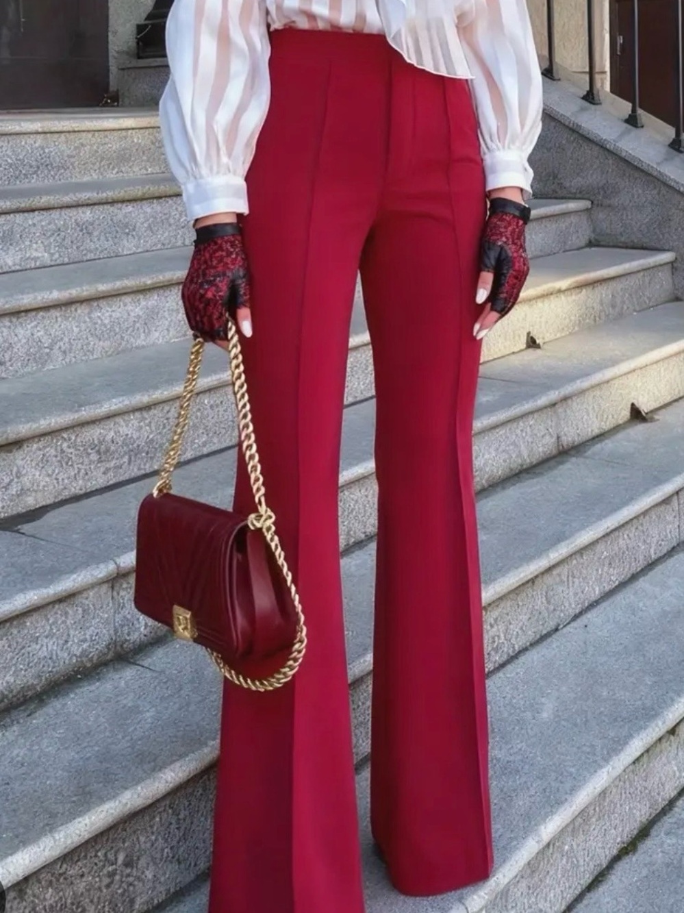 The essential Trouser by Anthropologie Deep Wine Boot-Cut Trousers